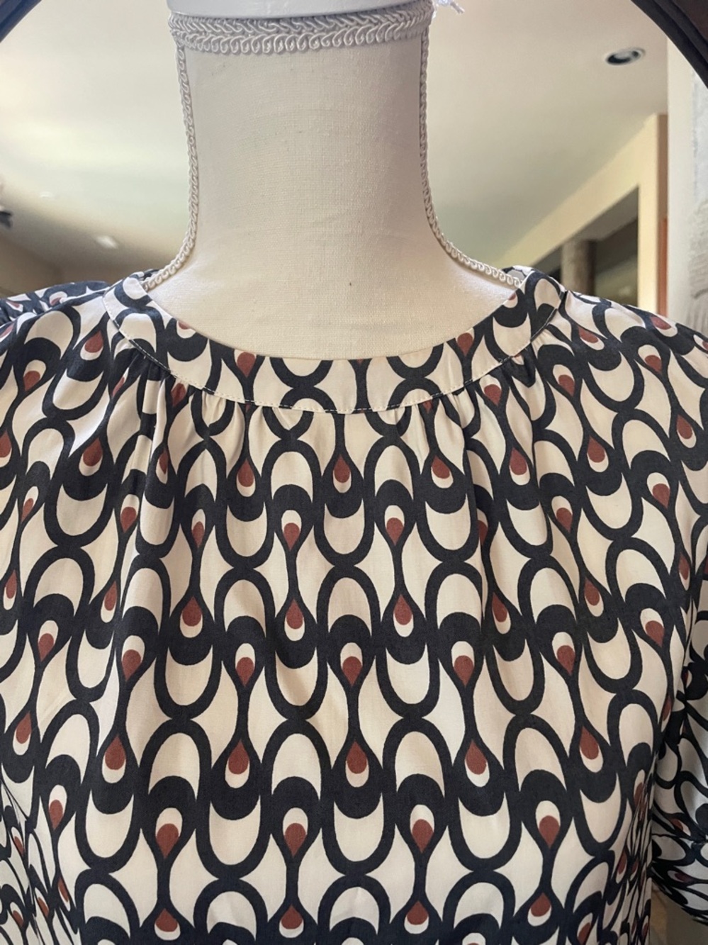 Worthington Mixed Print Short Sleeve Blouse